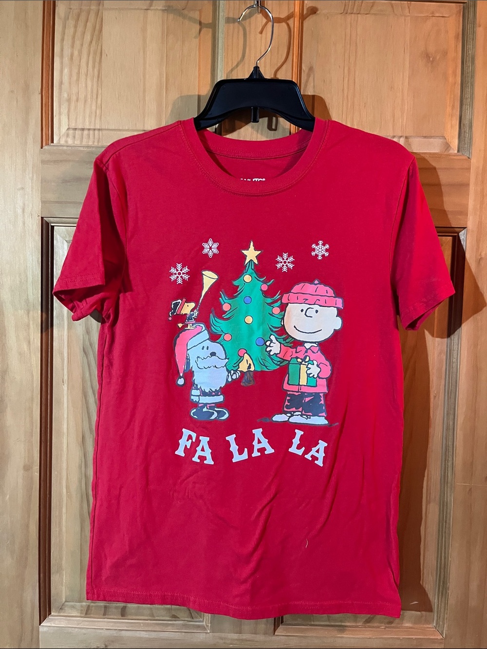 Peanuts Red Holiday 'Fa La La' Women’s T‑Shirt